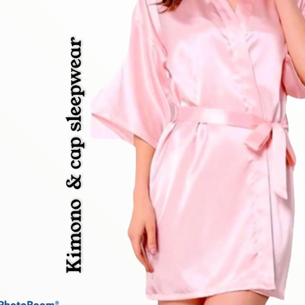 🛑 Satin sleepwear pink w/ bonnet